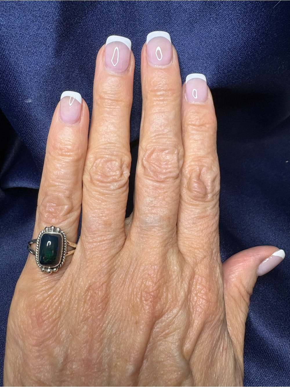 Ring Black Opal Multi-color Flash 925 Sterling Silver Vintage Inspired - Picture 8 of 13